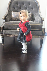 Cute Baby Girl in knit Shadow Diamonds Sweater Vest