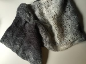 Hand Knit Ombre fan lace infinity scarf