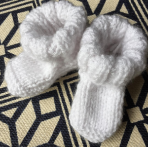 hand knit heirloom, baby booties