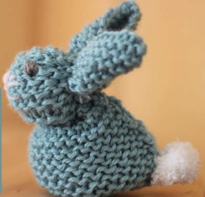 Knit garter bunny stuffed animal